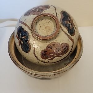 Vintage Otagiri Japanese Speckled Stoneware Covered Casserole Dish